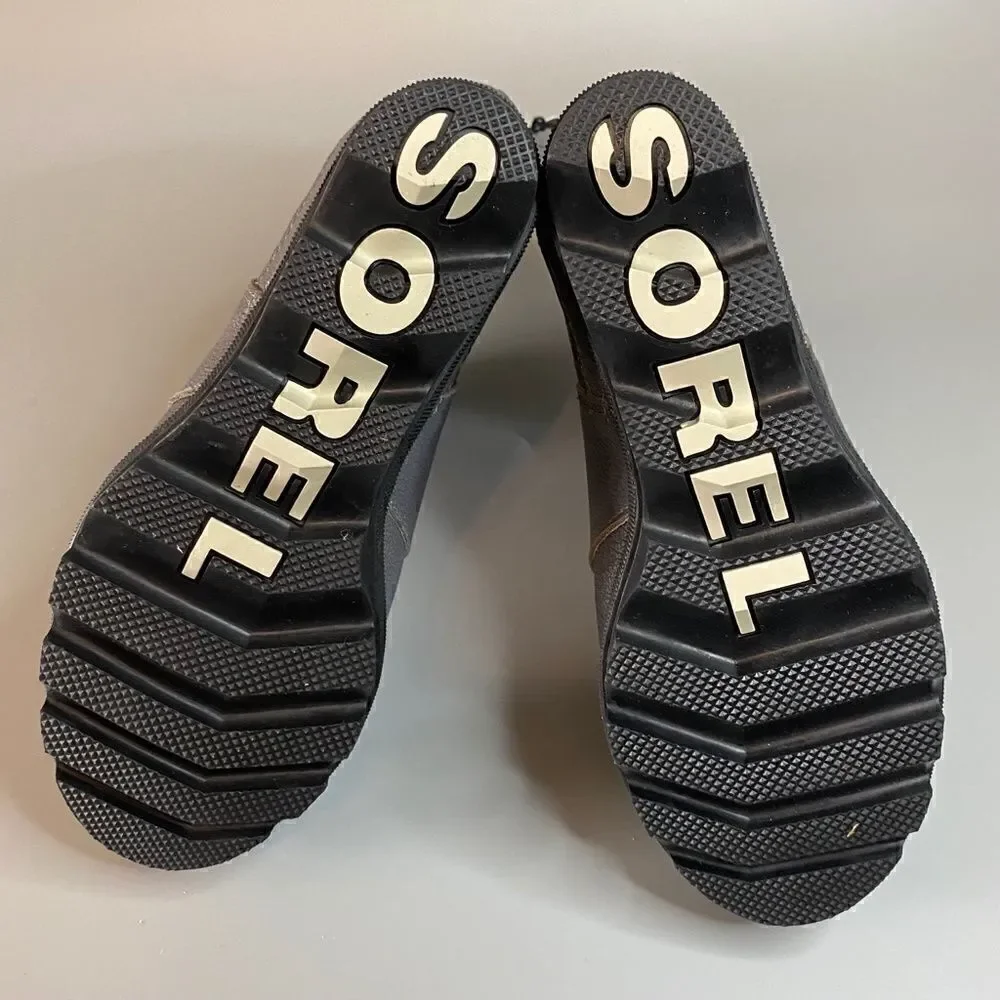 Sorel Lea Wedge Joan of Arctic Chelsea Wedge Quarry Grey Black Shearling 9